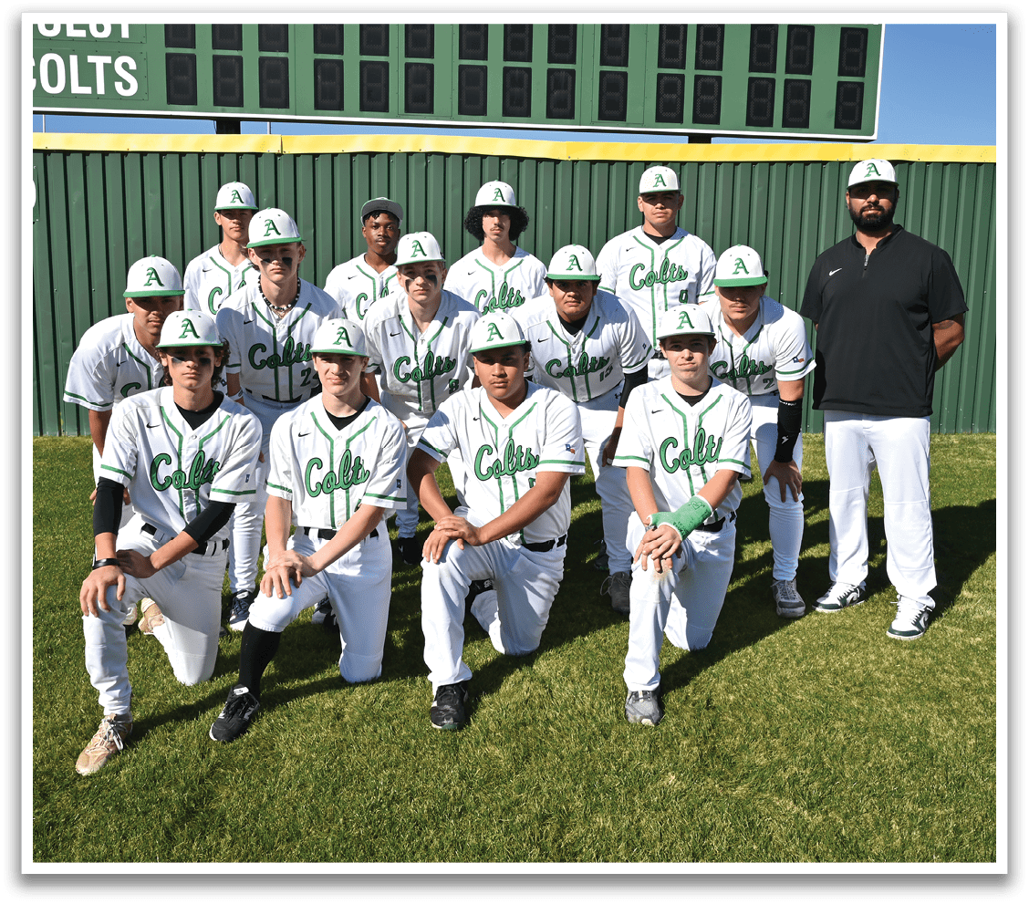 A baseball team poses for a photo on the field. AI generated content