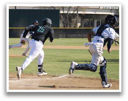 A baseball player is running towards a base, while another player is trying to catch the ball. AI generated content