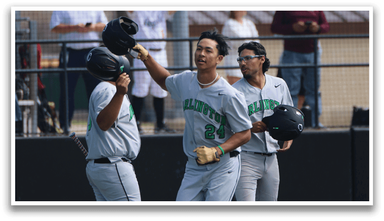Baseball players celebrating on the field. AI generated content