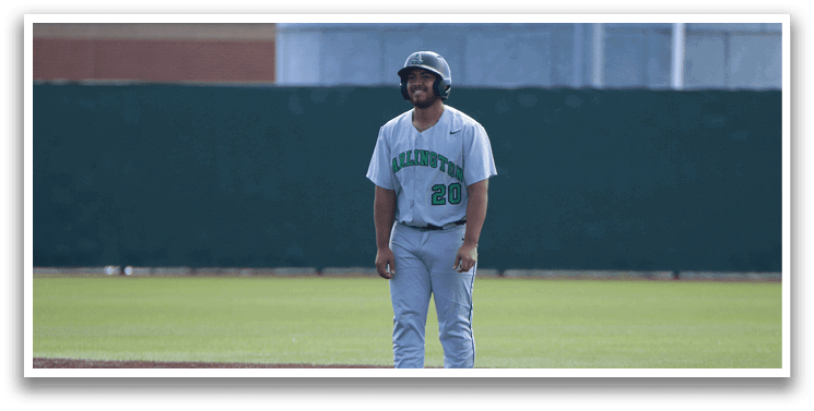 A baseball player is standing on the field, holding a bat and preparing to swing. Another player is standing nearby, watching the action. AI generated content