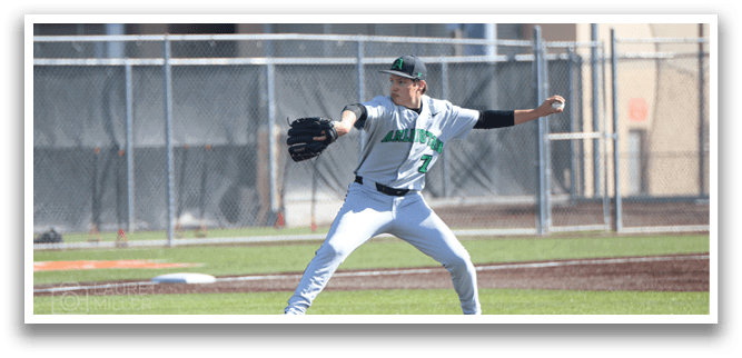 A baseball player in a grey and green uniform is pitching a ball on a field. AI generated content