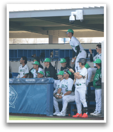 Baseball players sitting on benches in the dugout. AI generated content