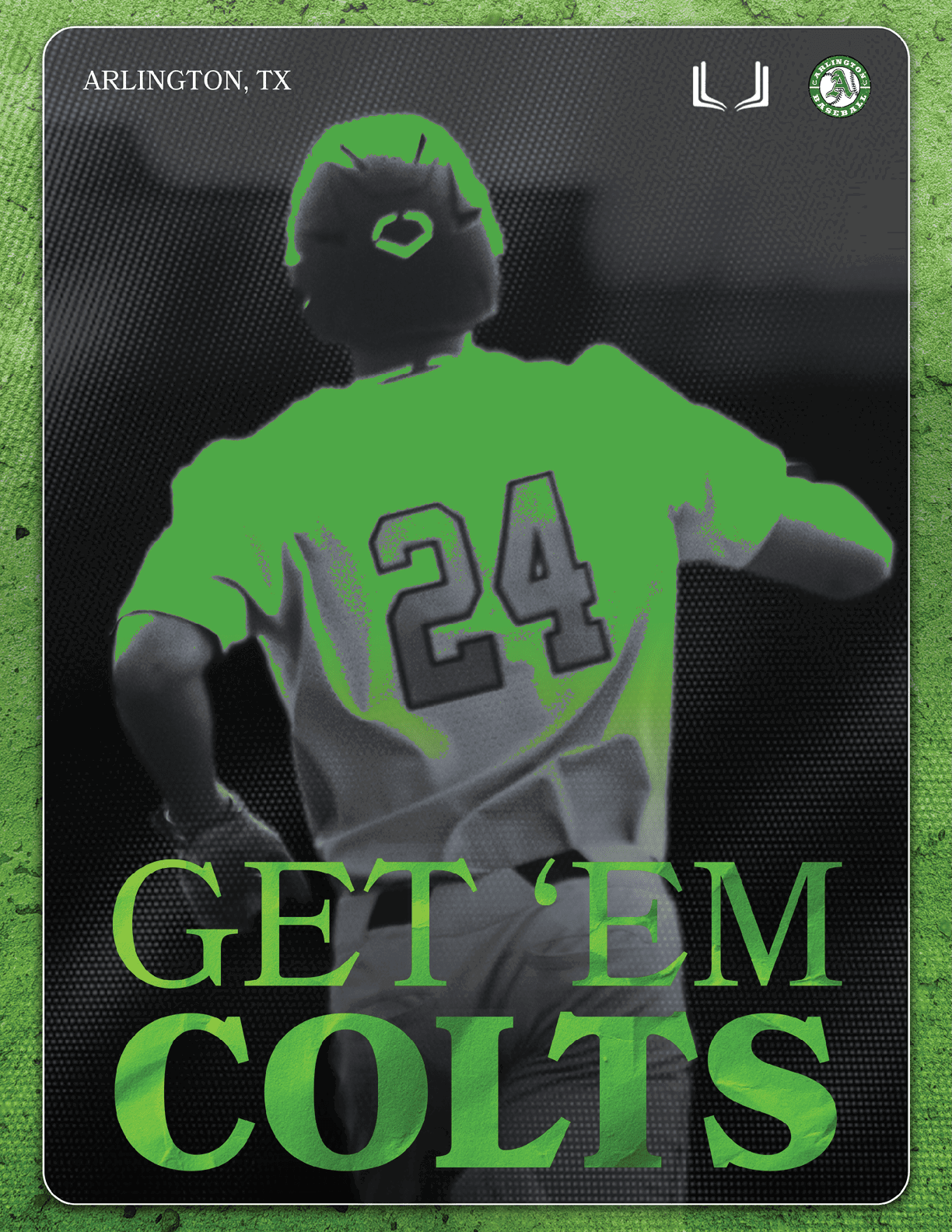 A baseball player wearing a green jersey with the number 24 on it. AI generated content
