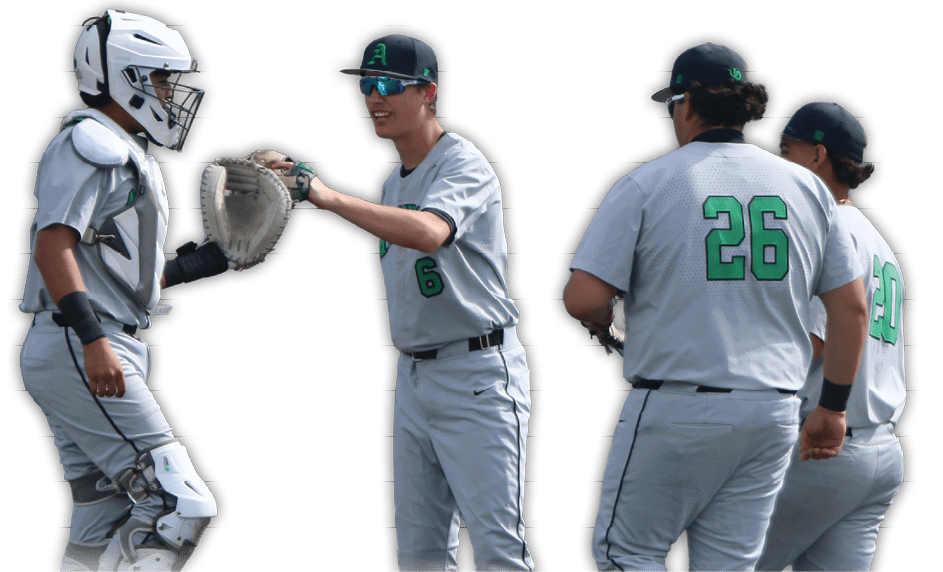 Baseball players in uniforms shake hands with each other. AI generated content