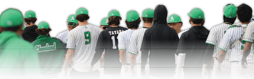 A group of people wearing green hats and white uniforms are walking down the street. AI generated content