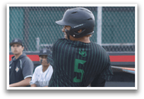 A baseball player is swinging a bat. Description generated by AI