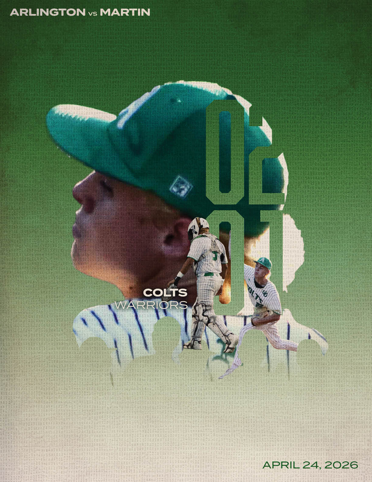 A baseball player wearing a green hat and jersey. Description generated by AI