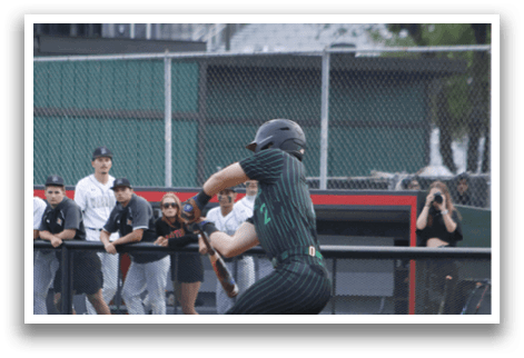 A baseball player is swinging a bat. Description generated by AI