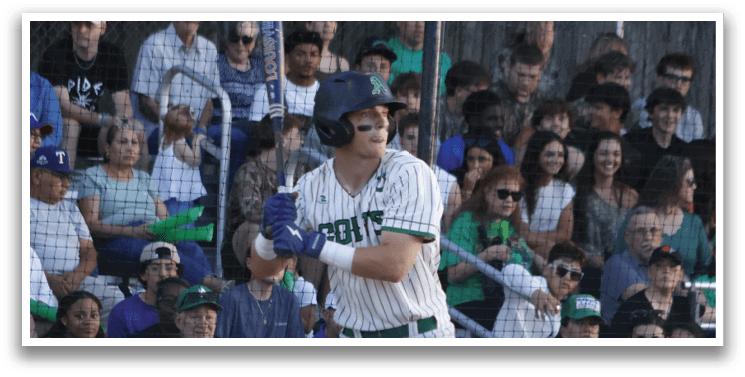 A baseball player is swinging a bat. Description generated by AI