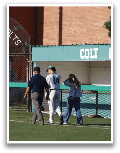 A man wearing a baseball uniform. Description generated by AI