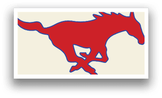 A red and blue horse with a white star on its chest. Description generated by AI