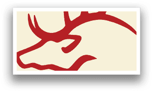 A red and white deer head with antlers. AI generated content