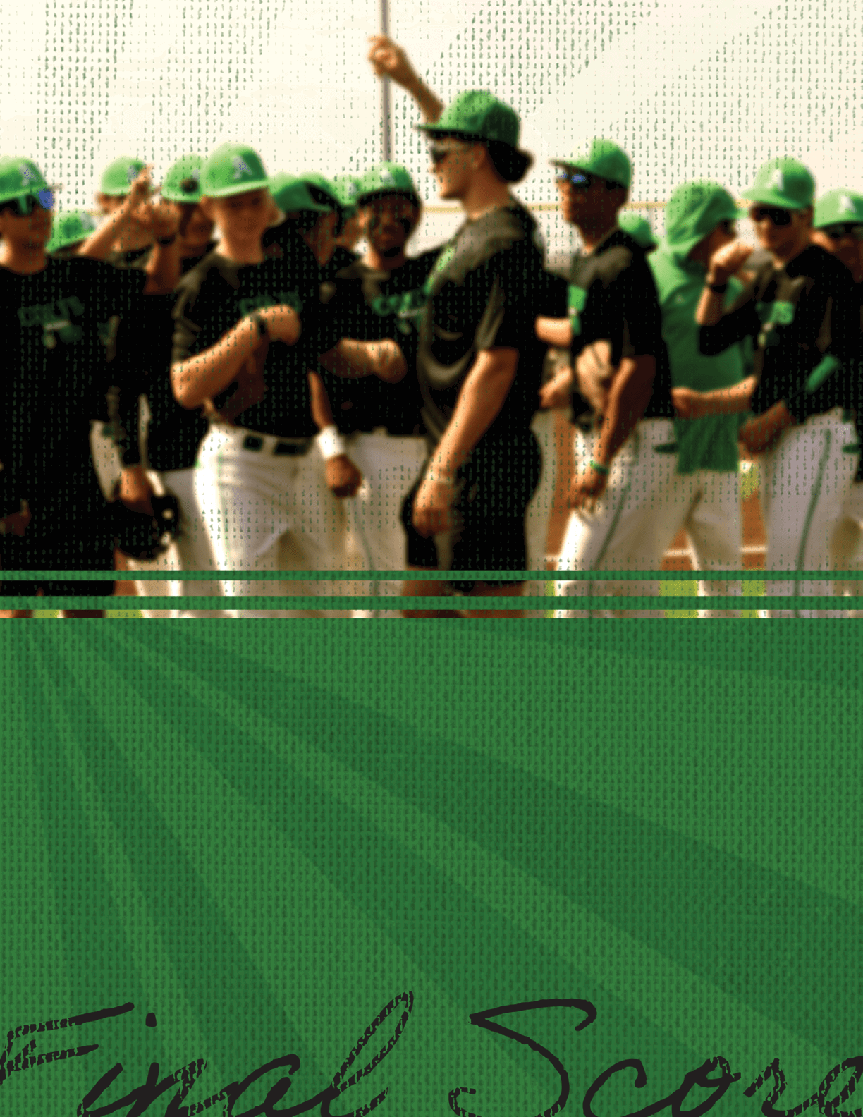 A group of baseball players wearing green hats and shirts. AI generated content