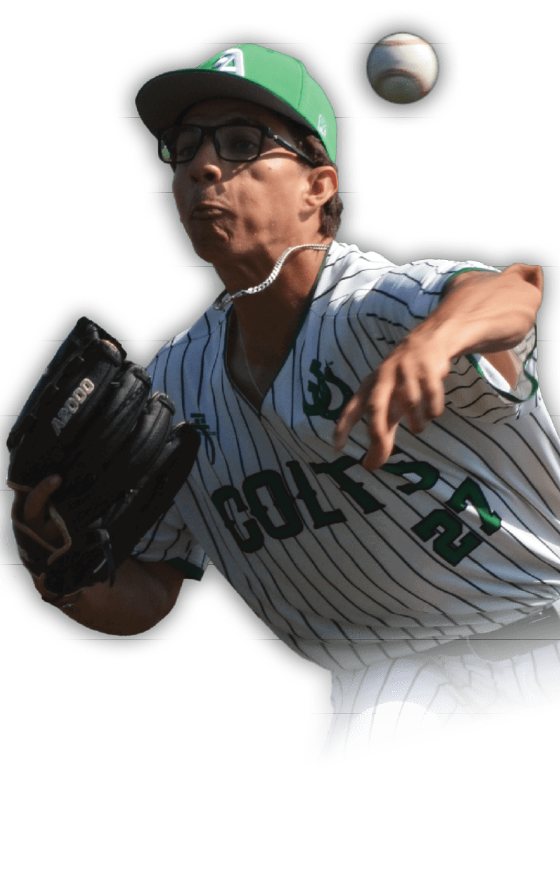 A baseball player in a green and white uniform is throwing a ball. AI generated content