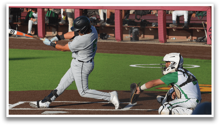 A baseball player is swinging a bat at a ball during a game. AI generated content