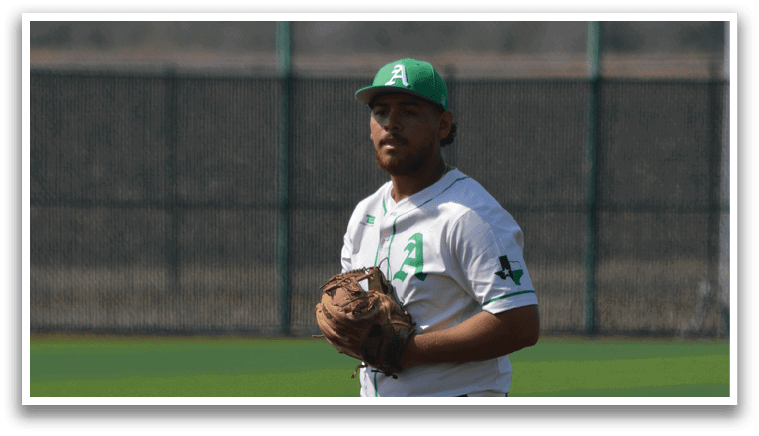 A baseball player in a white uniform stands on a field, holding a baseball glove. AI generated content