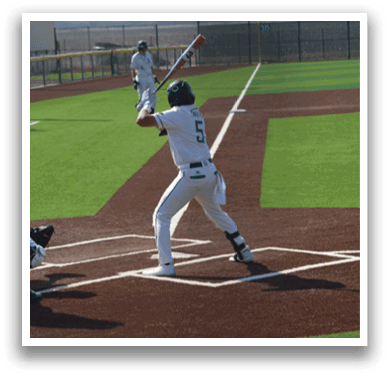 A baseball player is swinging a bat on a field. AI generated content