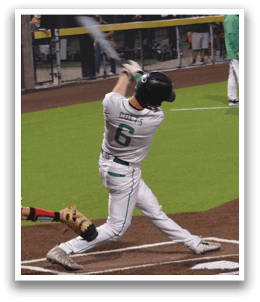 A baseball player is swinging a bat, attempting to hit a ball. AI generated content