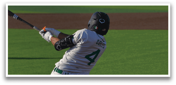 A baseball player is swinging a bat at a ball on a field. AI generated content