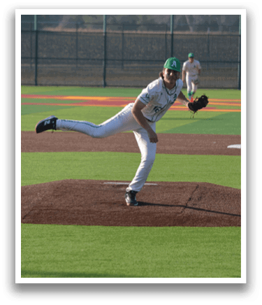 A baseball player in a white uniform is pitching a ball on a field. AI generated content