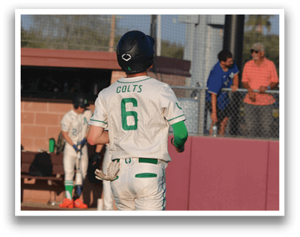 A baseball player wearing a green and white uniform is running on the field. AI generated content