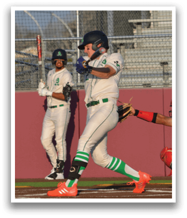 A baseball player is running towards home plate while the catcher is trying to tag him out. AI generated content