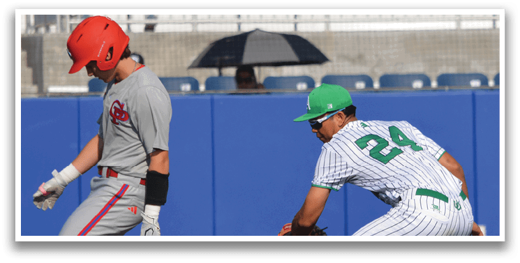Two baseball players are on the field, one is trying to catch a ball while the other is running to the base. AI generated content