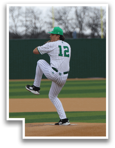 A baseball player in a green shirt and white pants is pitching a ball on a field. AI generated content