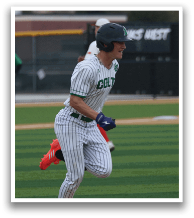 A baseball player is running to first base. AI generated content