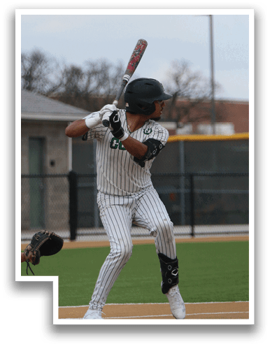 A baseball player is swinging a bat at a ball. AI generated content