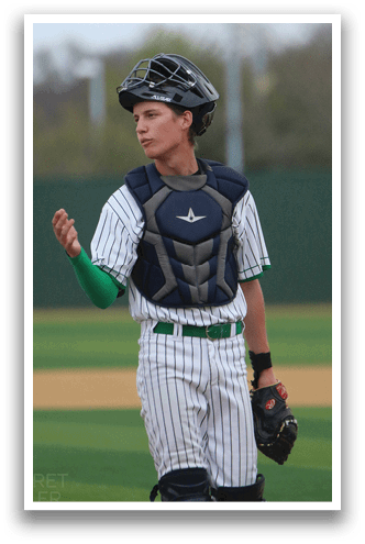 A baseball player wearing a helmet and catcher's gear walks across the field. AI generated content