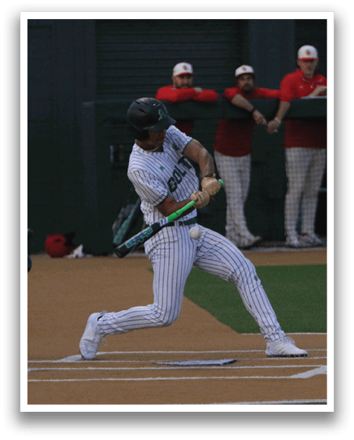 A baseball player is swinging a bat at a ball. AI generated content