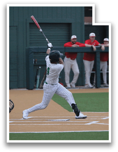 A baseball player is swinging a bat at a ball. AI generated content
