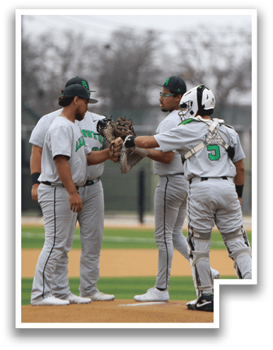 Three baseball players are standing on a field, shaking hands with each other. AI generated content