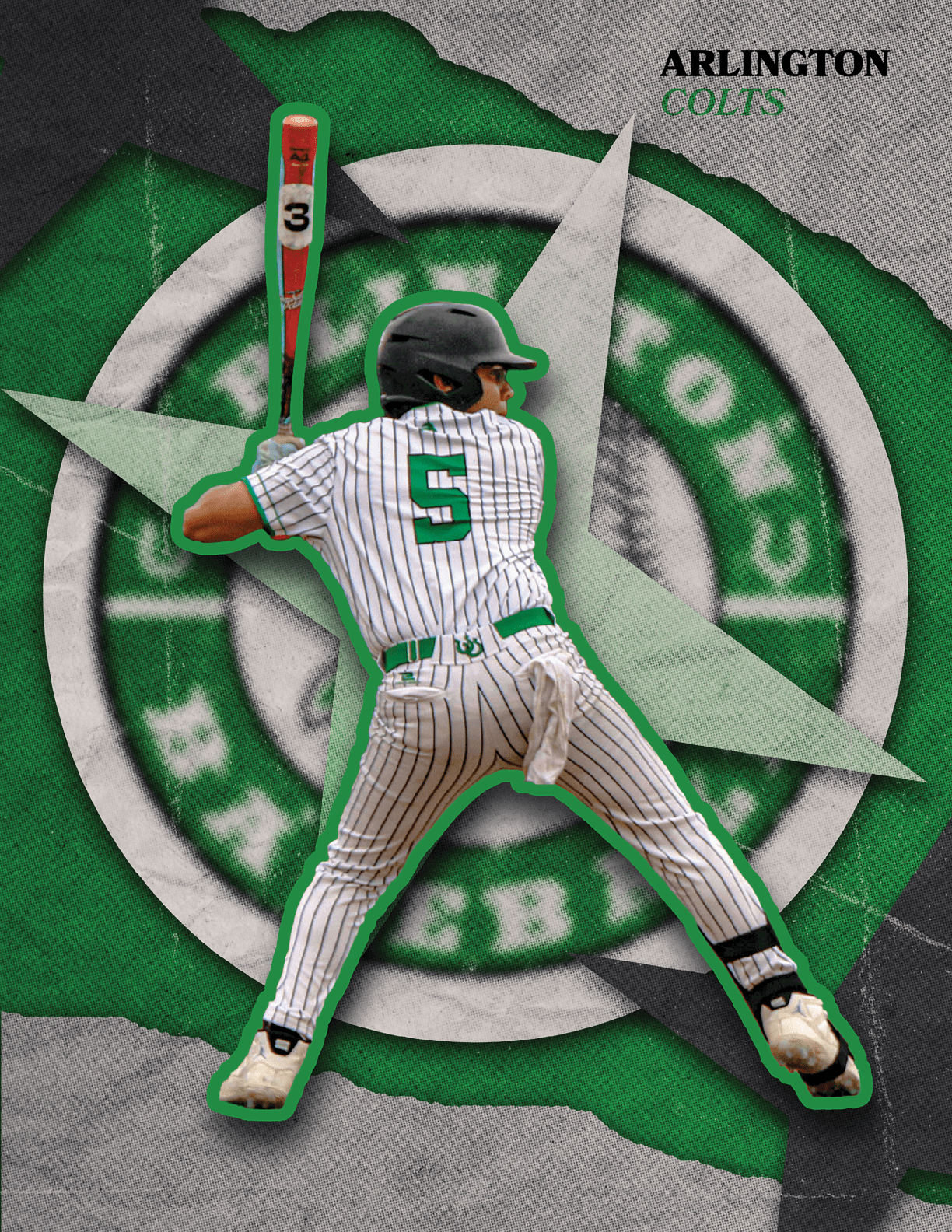 A baseball player in a green and white uniform is swinging a bat. AI generated content