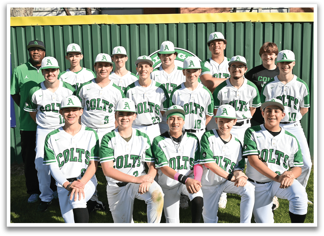A baseball team poses for a photo on the field. AI generated content
