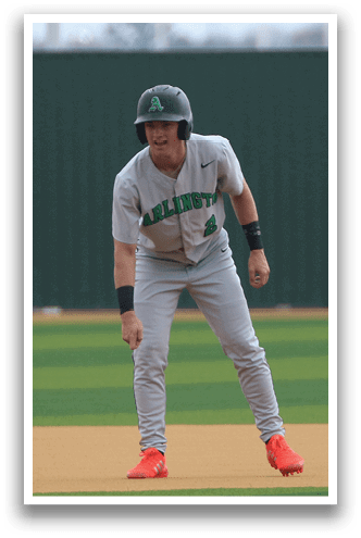 Two baseball players on a field, one wearing a grey uniform and the other wearing a green and white uniform. AI generated content