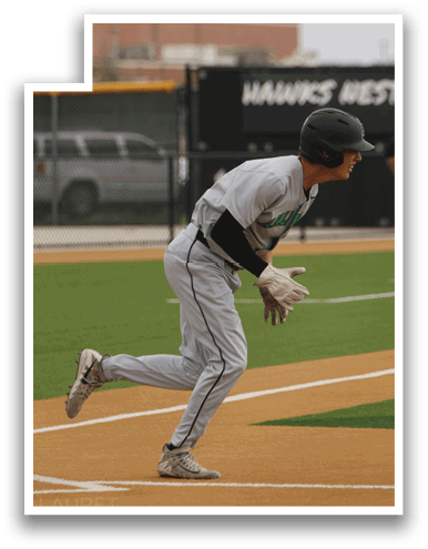 A baseball player is running to first base. AI generated content