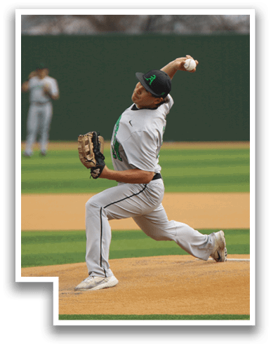 A baseball player in a white uniform is pitching a ball on a field. AI generated content