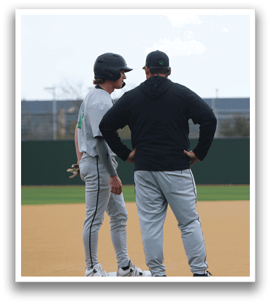 Two baseball players are standing on the field, talking to each other. AI generated content