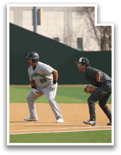 Two baseball players are on the field, one wearing a green shirt and the other wearing a black and white striped shirt. They are both holding baseball gloves, ready to catch the ball. AI generated content