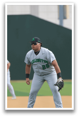 A baseball player wearing a grey uniform is standing on the field, holding a baseball glove. AI generated content