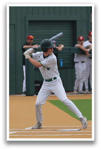 A baseball player is swinging a bat on a field. AI generated content