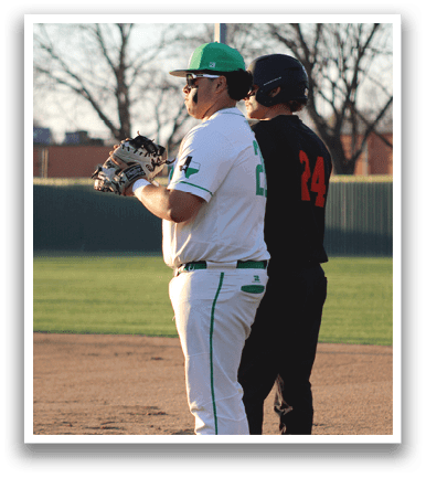 Two baseball players, one wearing a white uniform and the other in black, are standing on the field. AI generated content