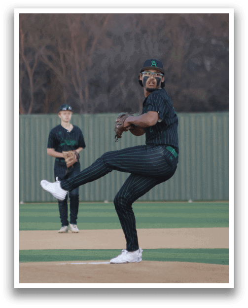 A baseball player in a black and white striped uniform is throwing a ball. AI generated content