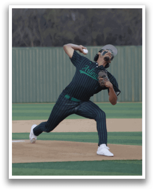 A baseball player in a black and green uniform is throwing a ball. AI generated content