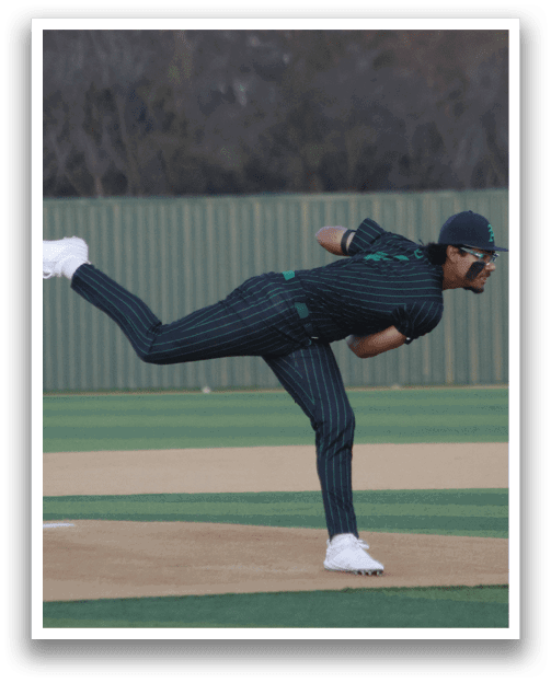 A baseball player in a striped shirt and hat is in the middle of a pitch. AI generated content