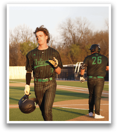 Two baseball players walking on the field. AI generated content