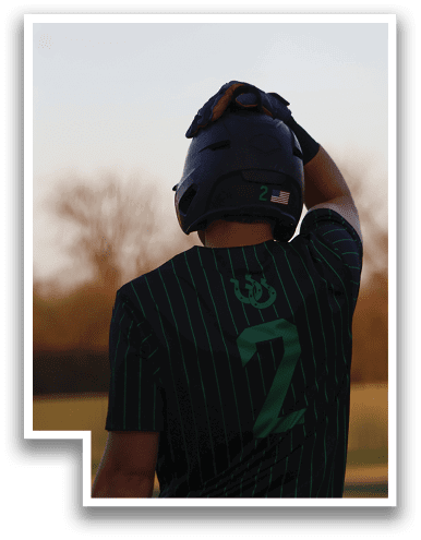 A person wearing a green and black shirt with a helmet on their head. AI generated content