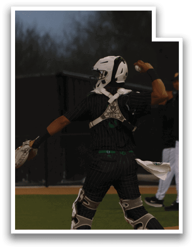 A baseball player in a black and white uniform is catching a ball. AI generated content